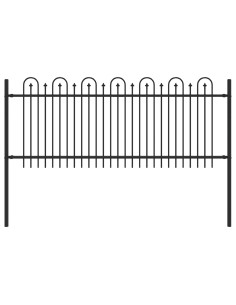 Recinzione ad arco a picchetto Nero 200 x 130 cm 2