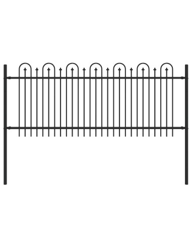 Recinzione ad arco a picchetto Nero 200 x 130 cm