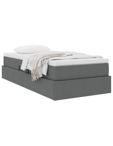 Letto con contenitore e materasso Grigio scuro 100 x 200 cm