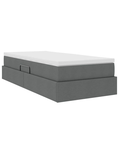 Letto con contenitore e materasso Grigio scuro 100 x 200 cm