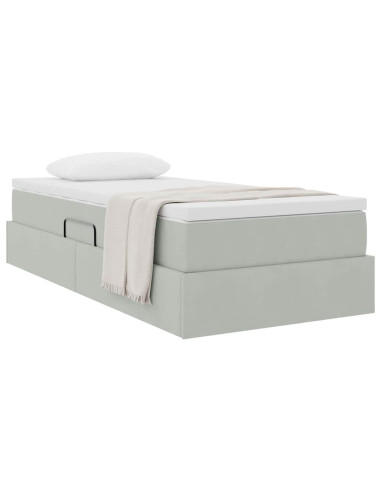 Letto con contenitore e materasso Grigio chiaro 90 x 190 cm