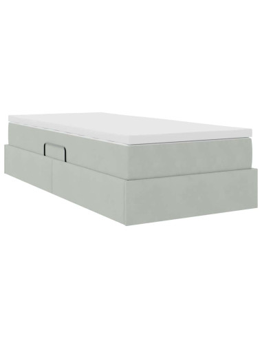 Letto con contenitore e materasso Grigio chiaro 90 x 190 cm