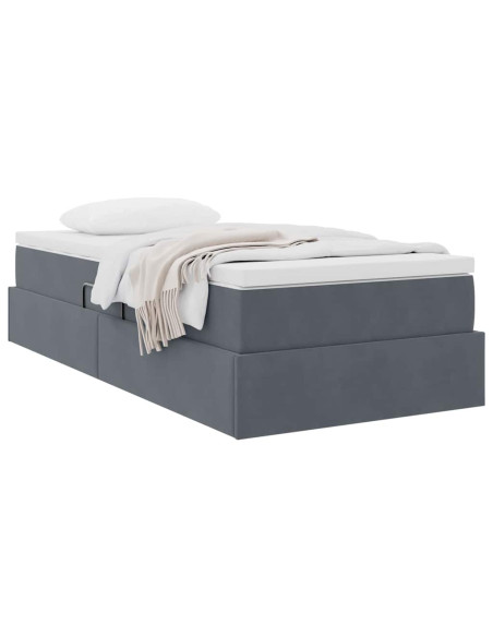 Letto con contenitore e materasso Grigio scuro 90 x 190 cm