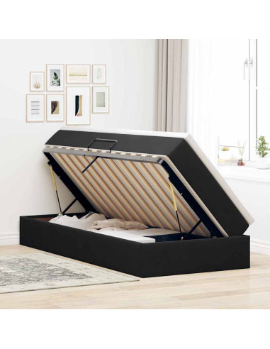 Letto con contenitore e materasso Nero 90 x 190 cm Velluto