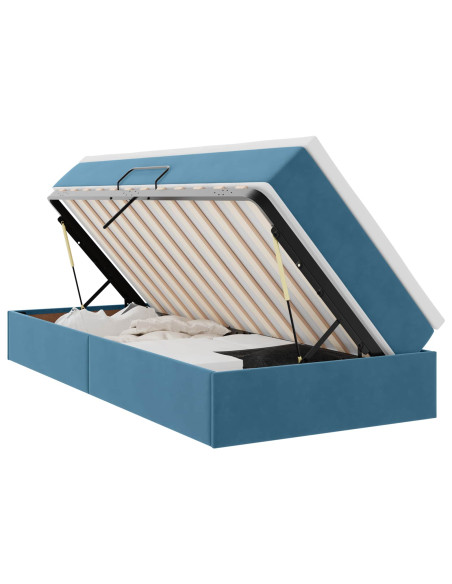 Letto con contenitore e materasso Blu Scuro 90 x 190 cm Velluto