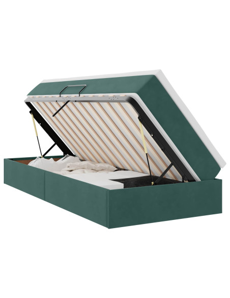 Letto con contenitore e materasso Verde Scuro 90 x 200 cm