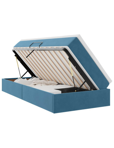 Letto con contenitore e materasso Blu Scuro 90 x 200 cm Velluto