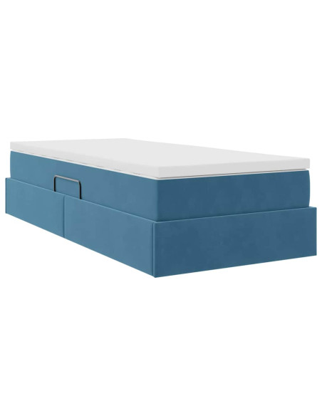 Letto con contenitore e materasso Blu Scuro 90 x 200 cm Velluto