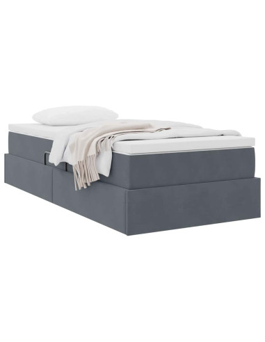 Letto con contenitore e materasso Grigio scuro 100 x 200 cm
