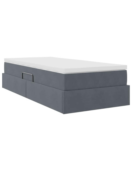 Letto con contenitore e materasso Grigio scuro 100 x 200 cm