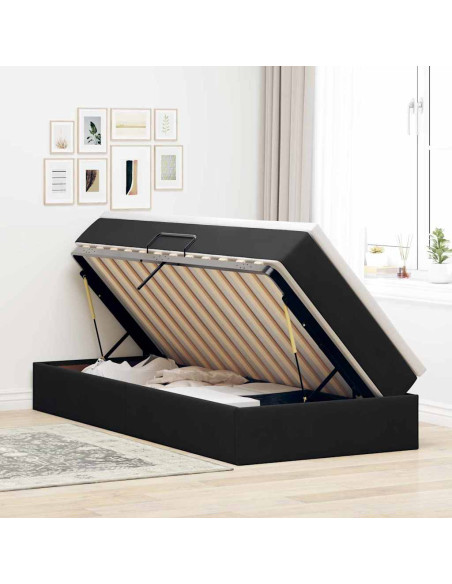 Letto con contenitore e materasso Nero 100 x 200 cm Velluto