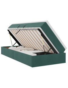 Letto con contenitore e materasso Verde Scuro 100 x 200 cm 2