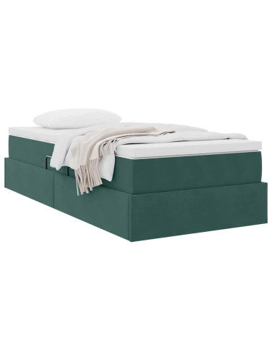 Letto con contenitore e materasso Verde Scuro 100 x 200 cm
