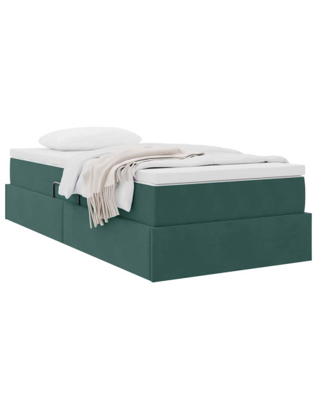 Letto con contenitore e materasso Verde Scuro 100 x 200 cm