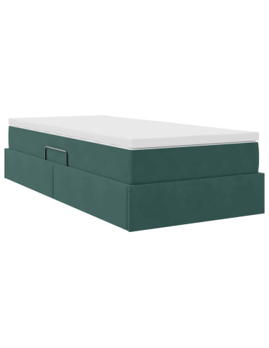 Letto con contenitore e materasso Verde Scuro 100 x 200 cm