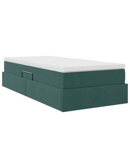 Letto con contenitore e materasso Verde Scuro 100 x 200 cm