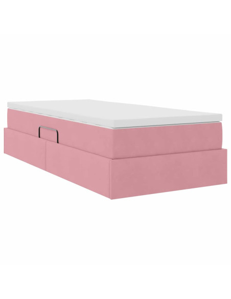 Letto con contenitore e materasso Rosa 100 x 200 cm Velluto
