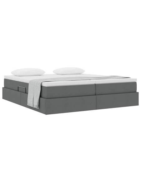 Letto con contenitore e materasso Grigio scuro 200 x 200 cm