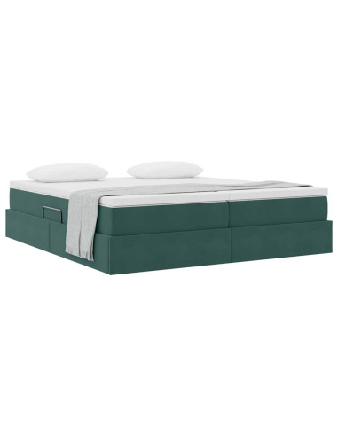 Letto con contenitore e materasso Verde Scuro 180 x 200 cm