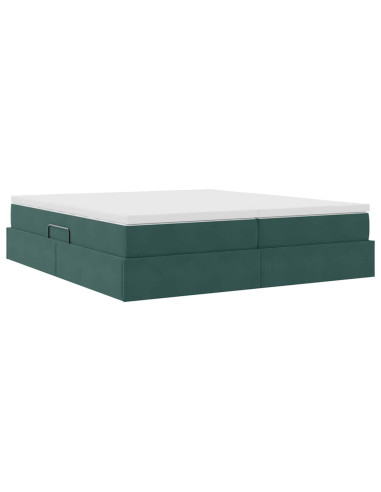 Letto con contenitore e materasso Verde Scuro 180 x 200 cm