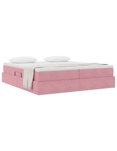 Letto con contenitore e materasso Rosa 180 x 200 cm Velluto