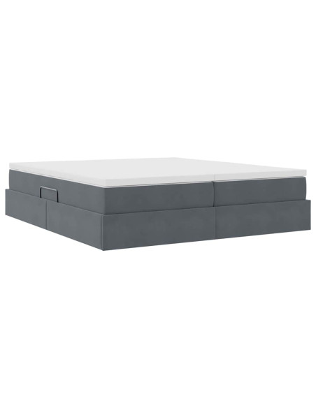 Letto con contenitore e materasso Grigio scuro 200 x 200 cm
