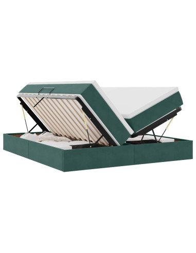 Letto con contenitore e materasso Verde Scuro 200 x 200 cm