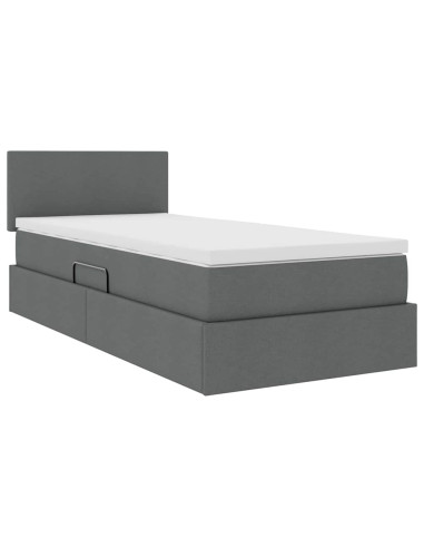 Letto con contenitore e materasso Grigio scuro 90 x 190 cm