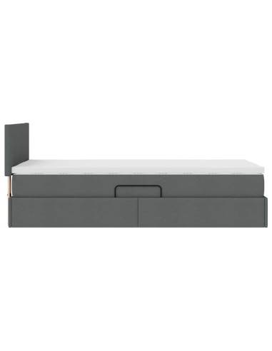 Letto con contenitore e materasso Grigio scuro 90 x 190 cm