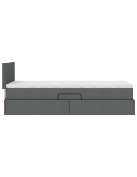 Letto con contenitore e materasso Grigio scuro 90 x 190 cm