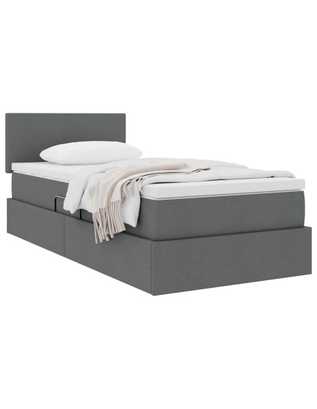 Letto con contenitore e materasso Grigio scuro 100 x 200 cm