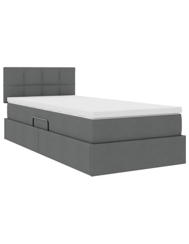 Letto con contenitore e materasso Grigio scuro 90 x 190 cm