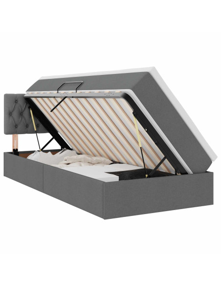 Letto con contenitore e materasso Grigio scuro 90 x 190 cm