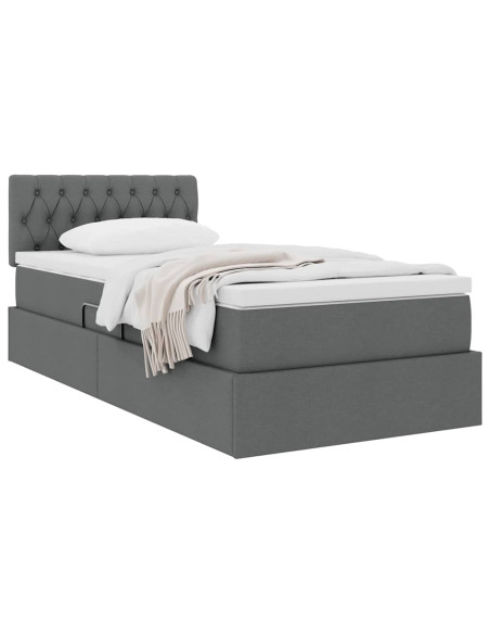 Letto con contenitore e materasso Grigio scuro 90 x 190 cm