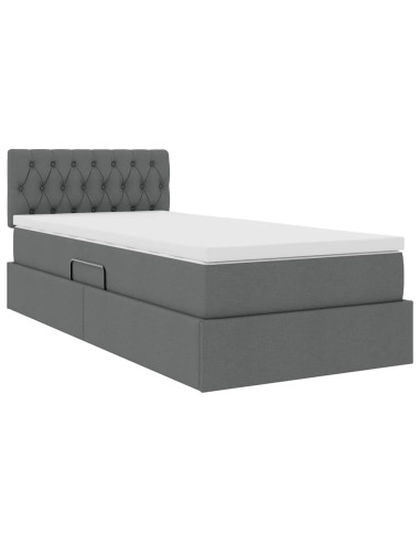 Letto con contenitore e materasso Grigio scuro 90 x 190 cm
