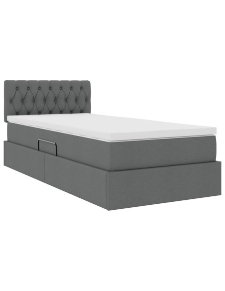 Letto con contenitore e materasso Grigio scuro 90 x 190 cm