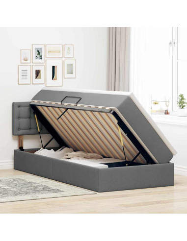 Letto con contenitore e materasso Grigio scuro 100 x 200 cm