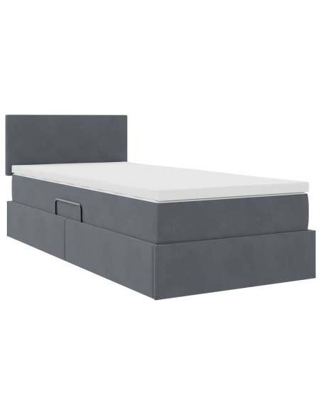 Letto con Contenitore Grigio scuro 90 x 190 cm Velluto