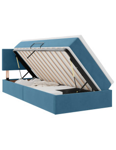 Letto con Contenitore Blu Scuro 90 x 190 cm Velluto 2