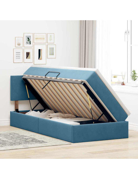 Letto con Contenitore Blu Scuro 90 x 200 cm Velluto