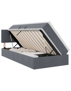 Letto con Contenitore Grigio scuro 100 x 200 cm Velluto 2