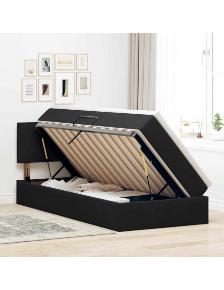 Letto con Contenitore con materasso Nero 100 x 200 cm Velluto