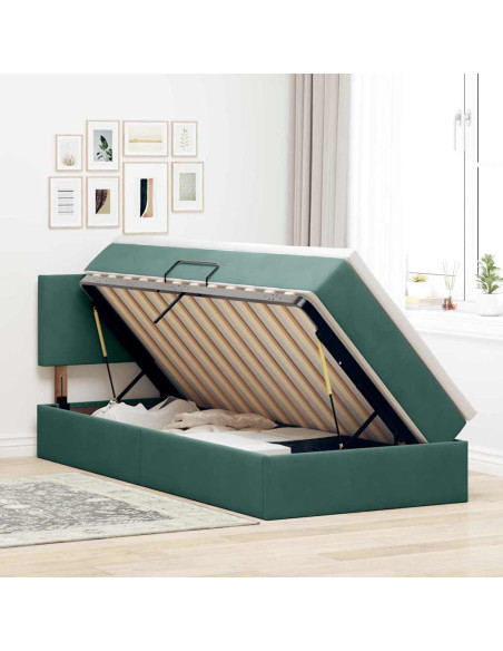 Letto con Contenitore Verde Scuro 100 x 200 cm Velluto