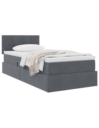 Letto con Contenitore Grigio scuro 90 x 190 cm Velluto