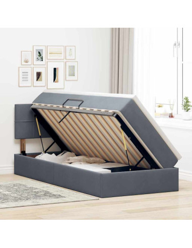 Letto con Contenitore Grigio scuro 100 x 200 cm Velluto