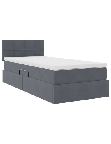 Letto con Contenitore Grigio scuro 100 x 200 cm Velluto