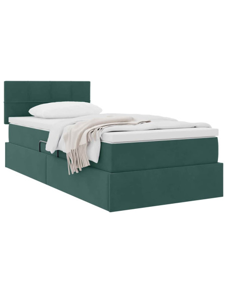 Letto con Contenitore Verde Scuro 100 x 200 cm Velluto