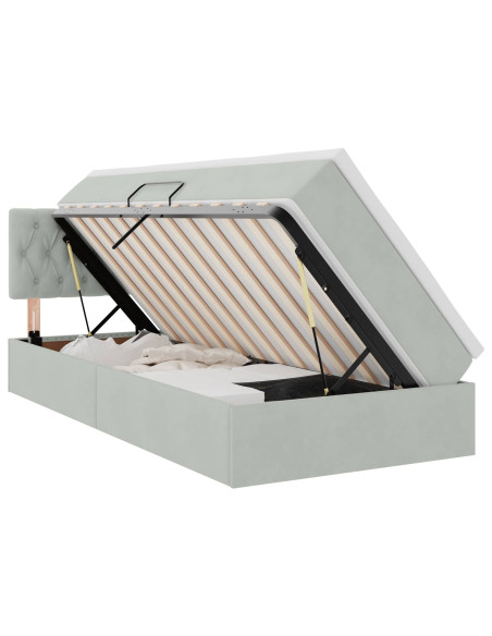 Letto con Contenitore Grigio chiaro 90 x 190 cm Velluto