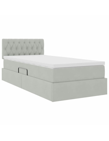 Letto con Contenitore Grigio chiaro 90 x 190 cm Velluto