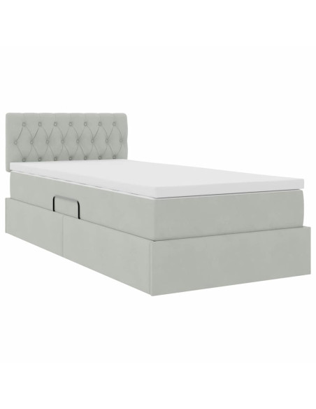 Letto con Contenitore Grigio chiaro 90 x 190 cm Velluto